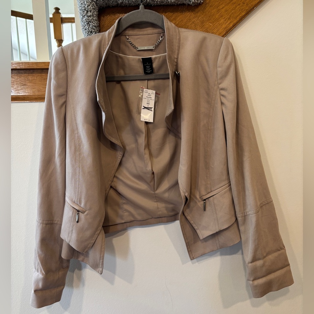 NWT White House Black Market Women's Tan Moto Style Jacket - Size 0
